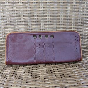 Banana Republic Four Finger Brown Leather Grip Clutch Bag Unique Vintage